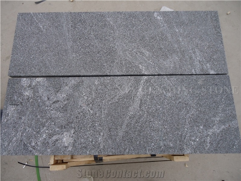 Flamed Snow Grey Granite Tiles,China Jet Mist Granite,Nero Branco Granite,Jet Mist Black Granite,China Black Via Lactea Tiles Garden Stepping