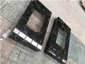 Golden Emperador Nero Portoro Marble Bathroom Bath Top,Hotel Vanity Top for Interior Stone Washing Room Countertops