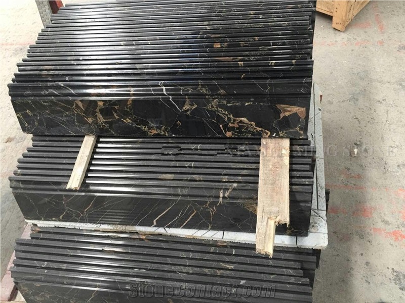 Golden Emperador Nero Portoro Marble Border Lines,Hotel Molding for Interior Stone Wall