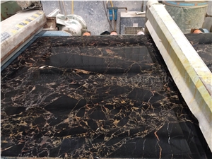 Golden Emperador Nero Portoro Marble Slabs,Machine Polished Cutting Black Panel Tiles for Interior Walling Panel,Floor Covering