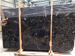 Golden Emperador Nero Portoro Marble Slabs,Machine Polished Cutting Black Panel Tiles for Interior Walling Panel,Floor Covering
