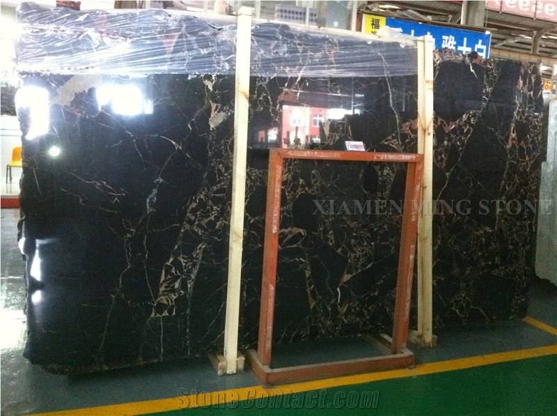 Golden Emperador Nero Portoro Marble Slabs,Machine Polished Cutting Black Panel Tiles for Interior Walling Panel,Floor Covering