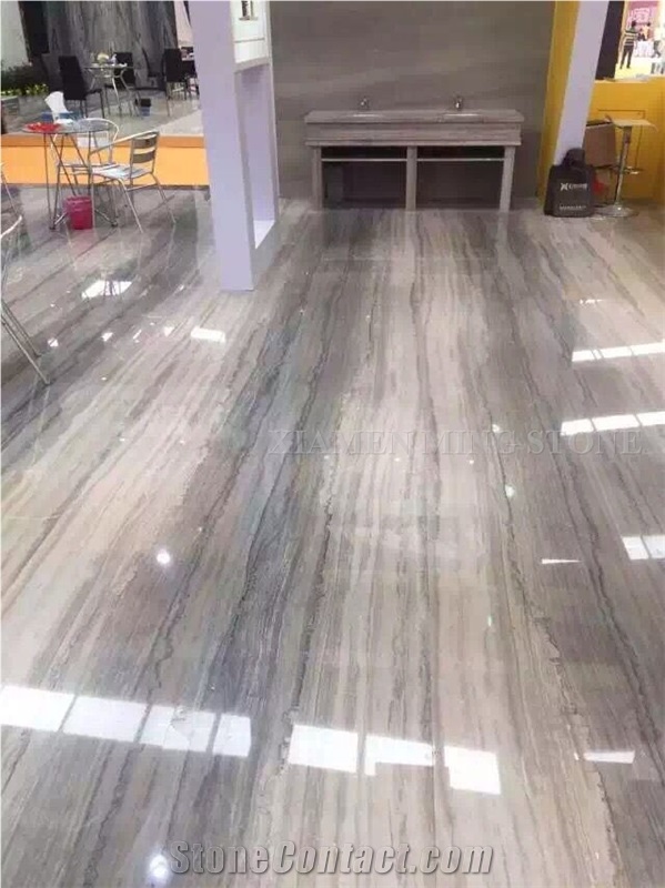 Silver Serpeggiante Blue Limestone Polished Slabs Tile,Straight Cutting Panel for Interior Wall Cladding,Lobby Floor Covering Pattern