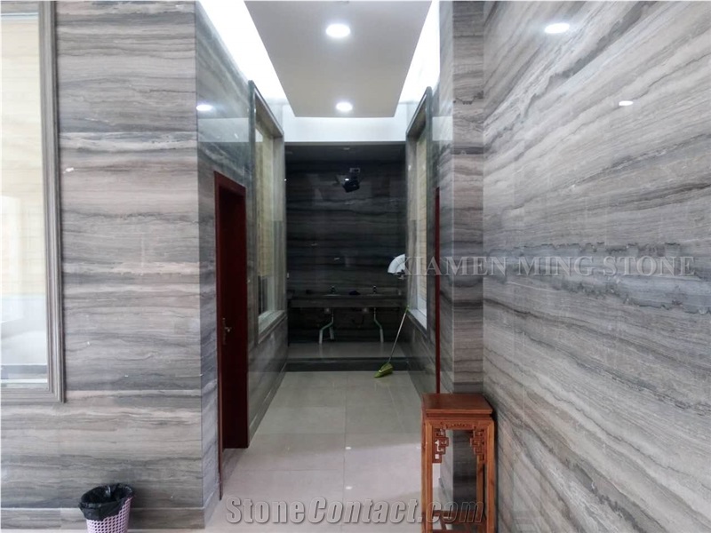 Silver Serpeggiante Ocean Blue Limestone Polished Slabs Tile, Cutting Panel for Interior Wall Cladding,Lobby Floor Covering Pattern
