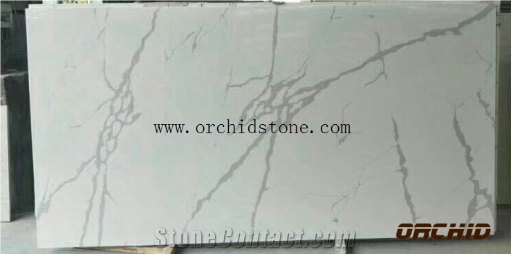 Calacatta Manhattan Marble Look Artificial Stone,Bianca Carrara Quartz Stone Bookmatch Wall Cladding Tiles,White Jade Engineered Stone,Flooring,Paver