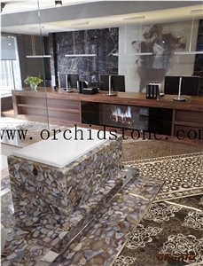 Light Blue Agate Semi Precious Stone Flooring Tiles,Bathtub Surrounding Tiles,Blue Gemstone Wall Cladding Tiles,Interior Decoration Tiles,Slabs