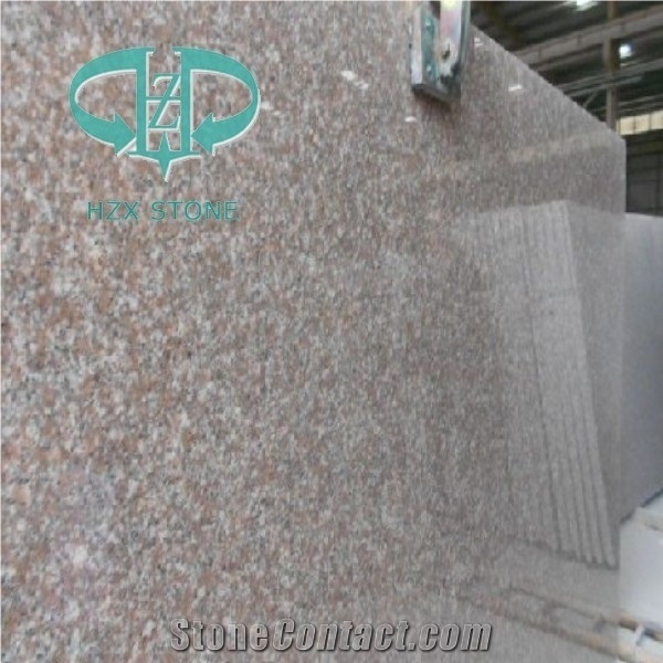 China Cheap Price Peach Red Granite G687 Chinese Cherry Brown Staircase, Chinese Polished Blossom Red Stone Treads Steps