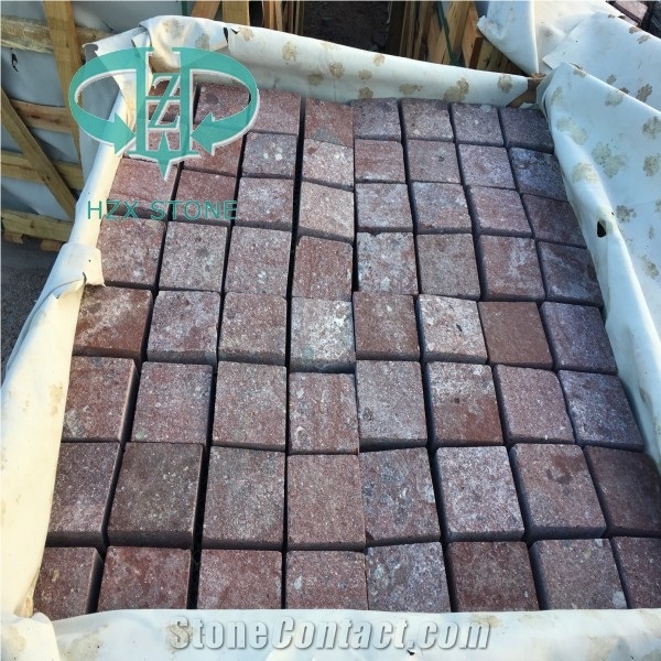 China Red Granite Natural Red Putian Red Cube Stone Floor Covering Pavers