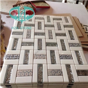 Marble Mosaic Tile 15*15*8, Marble Mosaic Tile 15*15*4, Wave Grey Marble Mosaic Tile, Grey Marble Mosaic Tile, Polished Surface, Garden Marble Mosaic