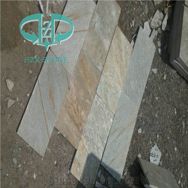 New Yellow Slate Natural Panels Decorative Wall Veneer,Yellow Wooden Slate Tiles