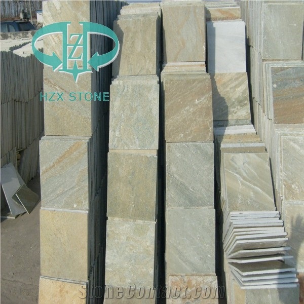 New Yellow Slate Natural Panels Decorative Wall Veneer,Yellow Wooden Slate Tiles