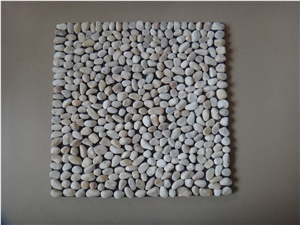 Green Pebble Stone/ River Stone Mosaic on Net Tile for Floor Covering