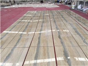 Italian Travertine Floor Tile 24*24 Ocean Blue Travertine Tile Vein Cut for Stone Flooring