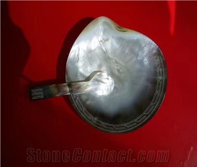 Mother Of Pearl Spoon and Bowl Art Design.Thin Mop Art Works for Interior Decoration