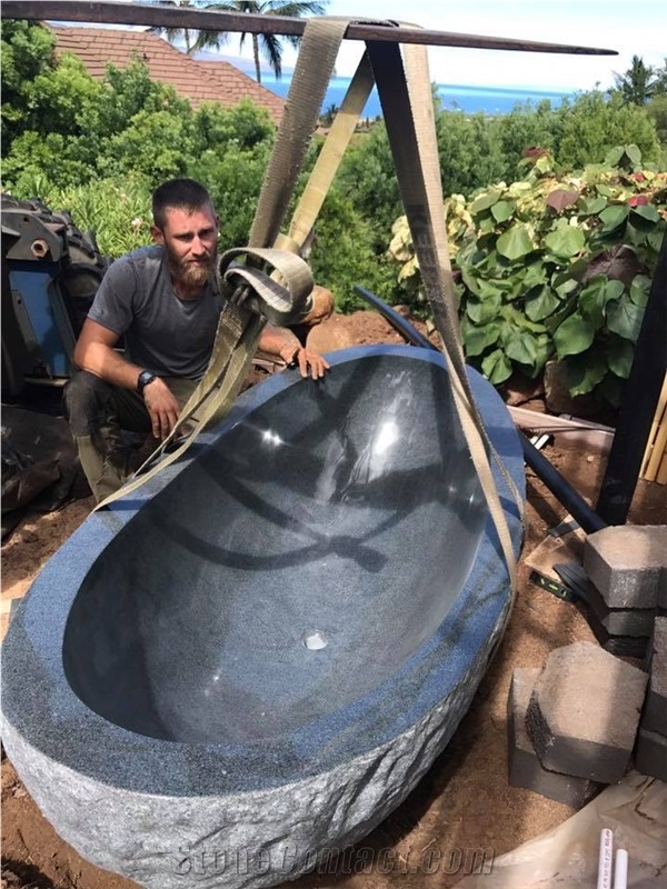 Natural Finish Grey Granite Stone Bathtub for Hotel Spa