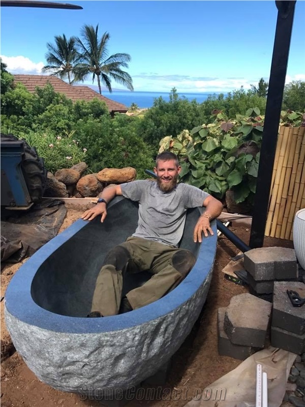 Natural Finish Grey Granite Stone Bathtub for Hotel Spa