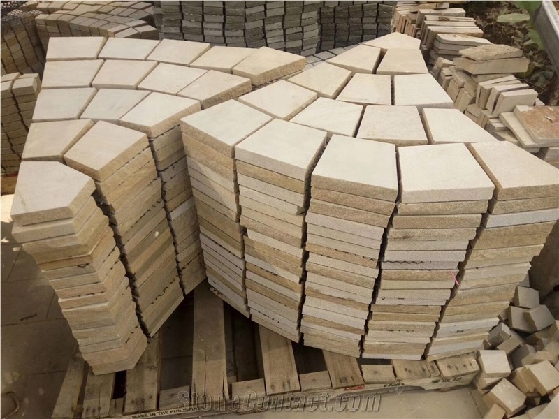 Natural Stone Yellow Sandstone Cubic Stone, Stone Pattern for Floor Covering