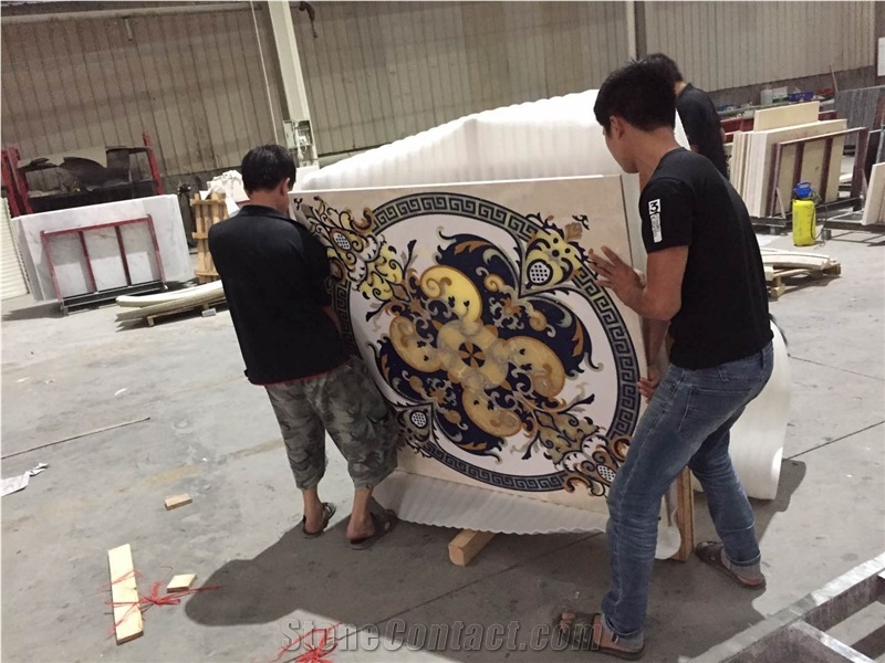 White Marble Volakas White Square Marble Medallions for Project
