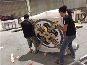 White Marble Volakas White Square Marble Medallions for Project