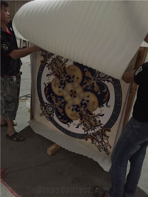 White Marble Volakas White Square Marble Medallions for Project