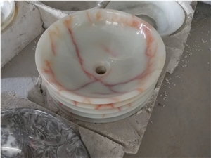 White Onyx Wash Bowls Iran White Onyx Vessel Sink for Bathroom