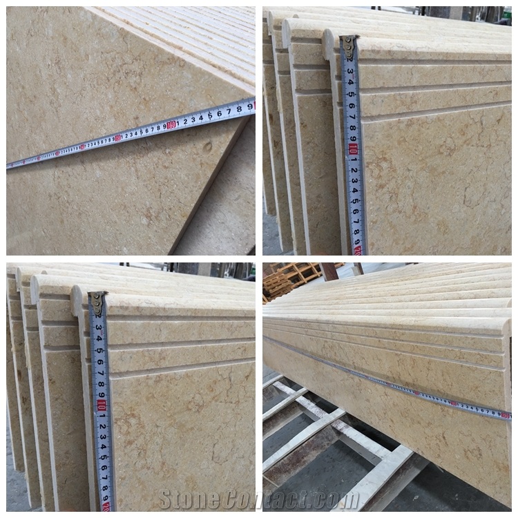 Beige Marble Steps,Polished Yellow Marble Stair with Anti Slip, Bullnose Round Long Edge, Treads and Risers,Step Stone,Marble Staircase,Luxury Steps