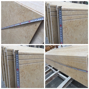 Beige Marble Steps,Polished Yellow Marble Stair with Anti Slip, Bullnose Round Long Edge, Treads and Risers,Step Stone,Marble Staircase,Luxury Steps