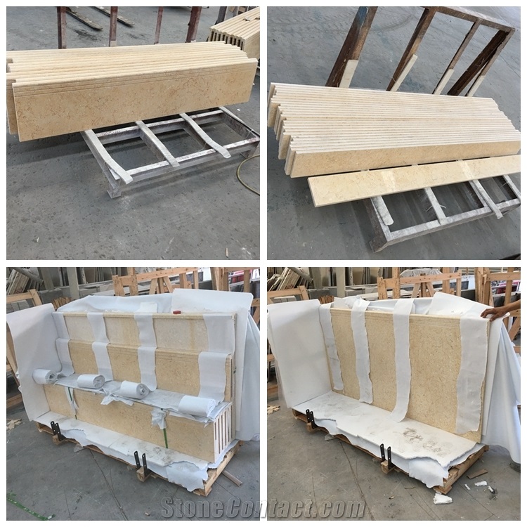 Beige Marble Steps,Polished Yellow Marble Stair with Anti Slip, Bullnose Round Long Edge, Treads and Risers,Step Stone,Marble Staircase,Luxury Steps