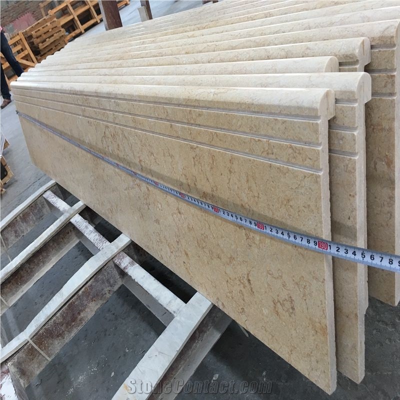Beige Marble Steps,Polished Yellow Marble Stair with Anti Slip, Bullnose Round Long Edge, Treads and Risers,Step Stone,Marble Staircase,Luxury Steps