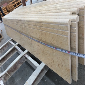 Beige Marble Steps,Polished Yellow Marble Stair with Anti Slip, Bullnose Round Long Edge, Treads and Risers,Step Stone,Marble Staircase,Luxury Steps