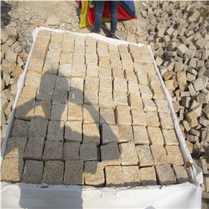 G682 All Sides Picked Golden Rust, Yellow Rusty Granite, Pavers,Yellow Granite,Pineapple Paving Stone,Golden Granite Pavers, Cobble Flooring ,
