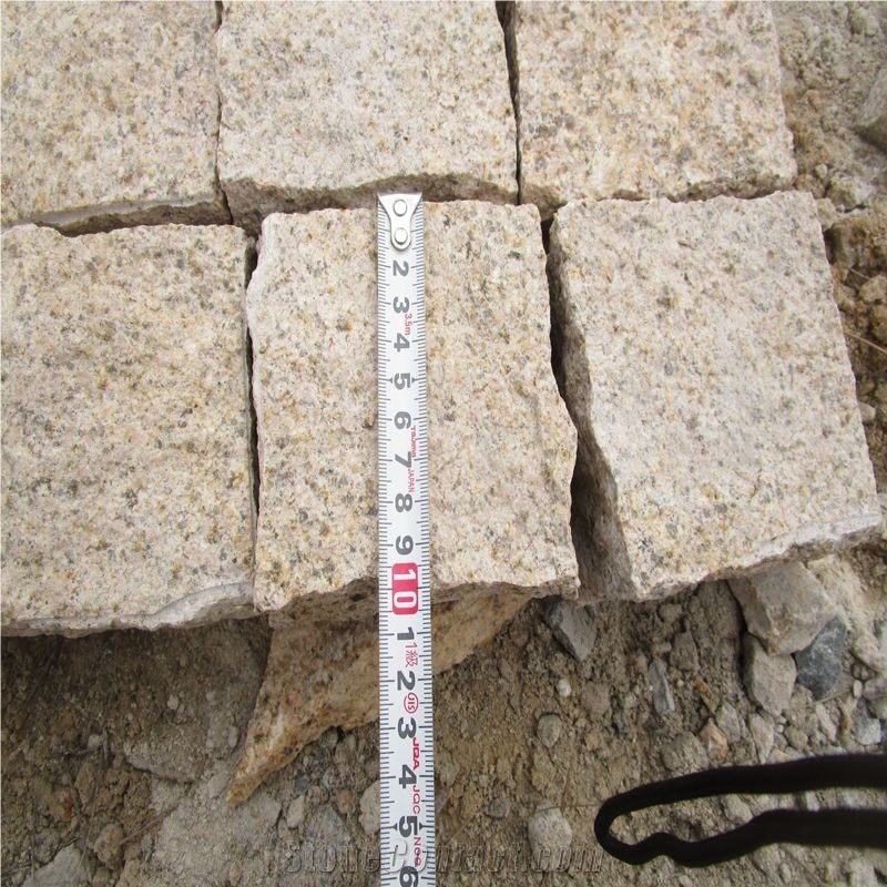 G682 All Sides Picked Golden Rust, Yellow Rusty Granite, Pavers,Yellow Granite,Pineapple Paving Stone,Golden Granite Pavers, Cobble Flooring ,