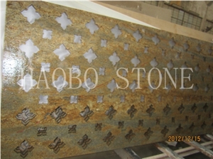 China Manufacturer Natural Stone Quarry High Polished Good Competitive Price Seller Beautiful 3d Vision Mudura Gold Granite Screen for Decoration