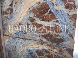 China Quarry Factory High Polished Good Price and Service Customized Cut to Sizes Italian Blue Jeans Marble Slab Available in 2cm & 3cm for Table Top