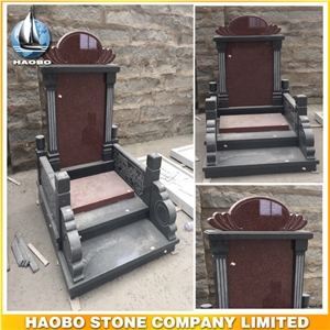 Chinese Style Tombstone Traditional Indian Red Granite Monument Custom Polished Tombstone High Quality Upright Headstone