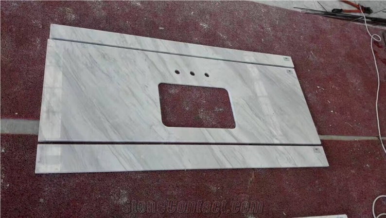 Haobo China Quarry High Quality Competitive Price Good Service Natural Stone Volakas White Marble Vanity Top with Single Sink for Bathroom Decoration