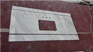 Haobo China Quarry High Quality Competitive Price Good Service Natural Stone Volakas White Marble Vanity Top with Single Sink for Bathroom Decoration