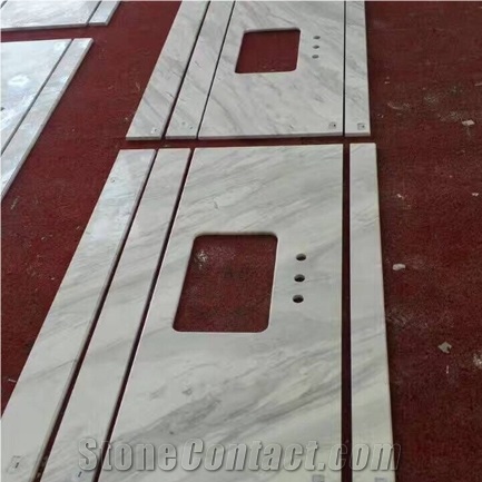 Haobo China Quarry High Quality Competitive Price Good Service Natural Stone Volakas White Marble Vanity Top with Single Sink for Bathroom Decoration