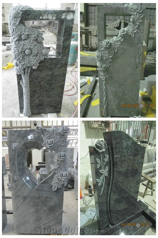 Unique Large China Seller Natural Stone Quarry Good Service and Price Haobo New Creative Designs Carved Landscape Basalt Headstones for Cemetery Price