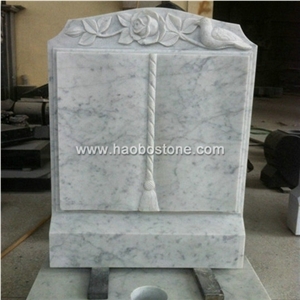 Wholesale Customized Factory Price High Quality and Polished Good Service China Haobo White Marble Book Shaped Headstones for Cemetery Memorials