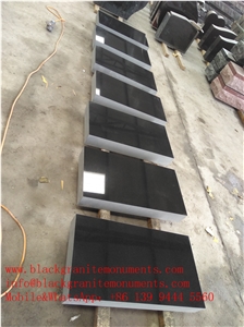 China Shanxi Black Granite Bevel Marker Monuments30x16x4 P1 Sawn Cut, China Absolute Black Granite Tombstones Bevels Flat Grave Markers
