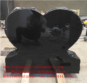 China Shanxi Black Granite Single Heart Monument P2 28x8x24 ,China Supremeshanxi Black Granite Us Style Heart Die Stone Monument