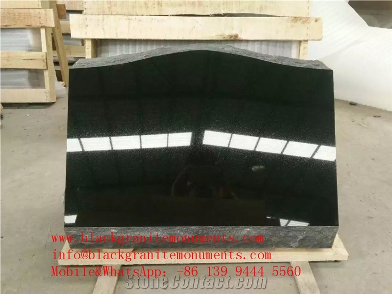China Shanxi Black Granite Slant Markers Monuments P2 Rustic Us&Canidian Style Memorials