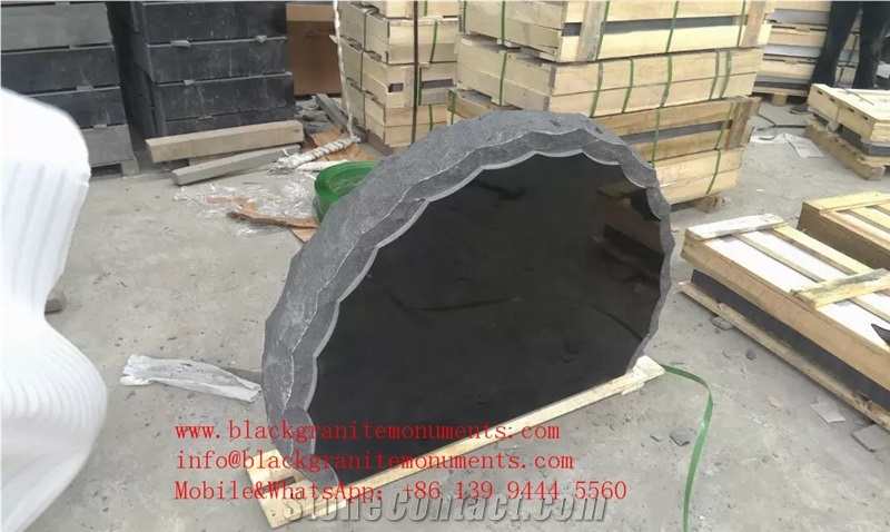 China Shanxi Black Granite Upright Monuments P2 Rustic Us&Canidian Style Memorials