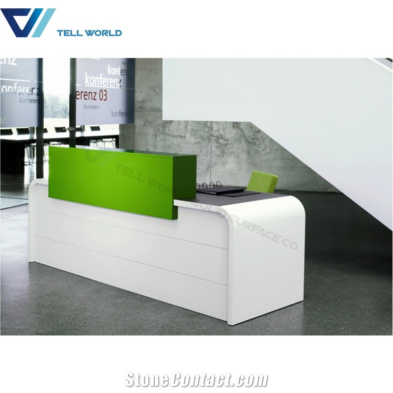 2 Person Office Workstation Acrylic Reception Counter