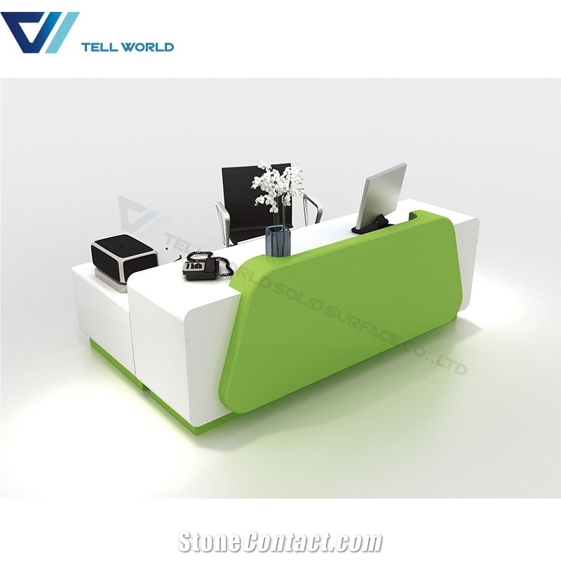 2 Person Office Workstation Acrylic Reception Counter