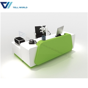 2 Person Office Workstation Acrylic Reception Counter