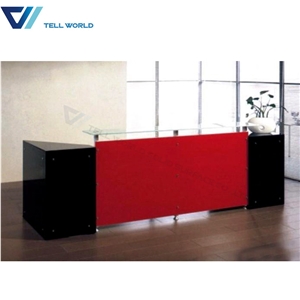 2 Person Office Workstation Acrylic Reception Counter