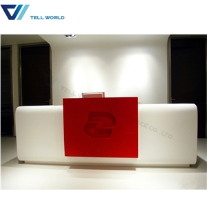 2 Person Office Workstation Acrylic Reception Counter