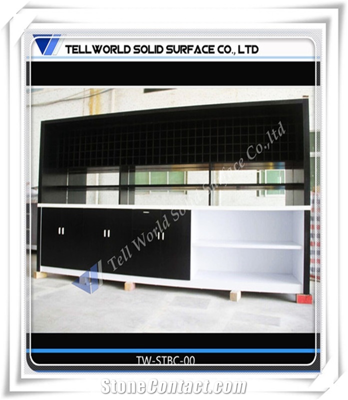 2017 Popular Artificial Stone Wood Style Restaurant Bar Counter Design